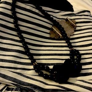 Vintage black beaded necklace